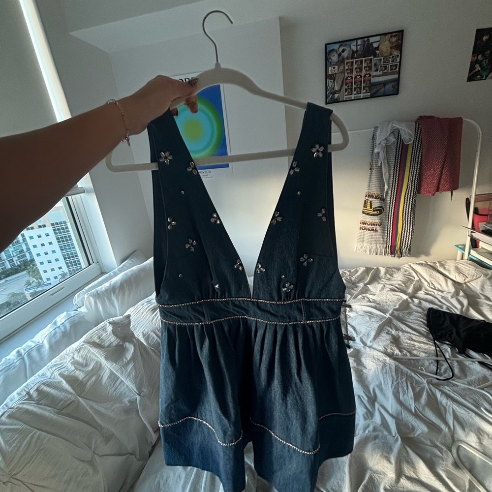 Jean dress from free people never worn size small:)
